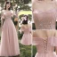 Chic / Beautiful Blushing Pink Bridesmaid Dresses 2021 A-Line / Princess Scoop Neck Beading Rhinestone Sequins Short Sleeve Backless Floor-Length / Long Bridesmaid Wedding Party Dresses