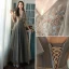 Chic / Belle Gris Robe Demoiselle D'honneur 2021 Princesse Manches Courtes Dos Nu Perlage Perle En Dentelle Fleur Paillettes Longue Demoiselle D'honneur Robe Pour Mariage