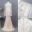 Haut de Gamme Champagne Fait main Perlage Robe De Soirée 2021 Trompette / Sirène Col Haut Manches Longues Cristal Paillettes Longue Soirée Robe De Ceremonie