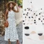 Bohemia Summer Beach Street Wear Black White Spotted 2021 A-Line / Princess Halter Sash Bow Sleeveless Tea-length Maxi Dresses Women Maxi Dresses Dresses