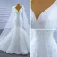 High End Weiß Spitze Blumen Brautkleider / Hochzeitskleider 2021 Meerjungfrau V-Ausschnitt Lange Ärmel Rückenfreies Hof-Schleppe Hochzeit