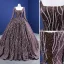 High End Kaffee Glanz Pailletten Ballkleider 2021 Ballkleid Eckiger Ausschnitt Lange Ärmel Hof-Schleppe Ball Festliche Kleider