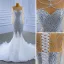 Sparkly Charming Silver Beading Sequins Rhinestone 2021 Trumpet / Mermaid Scoop Neck Long Sleeve Court Train Wedding Dresses
