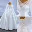 High-end Ivory Ball Gown Wedding Dresses 2021 V-Neck Long Sleeve Backless Chapel Train Wedding