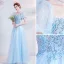Chic / Belle Bleu Ciel Robe De Bal Robe De Bal 2021 Princesse Encolure Carrée Perlage Perle Paillettes En Dentelle Fleur Manches Courtes Dos Nu Longue Promo Robe De Ceremonie