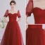 Elegant Burgundy Beading Prom Dresses 2021 A-Line / Princess Scoop Neck Sequins Short Sleeve Backless Floor-Length / Long Prom Formal Dresses