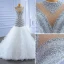 High-end White Glitter Wedding Dresses 2021 Trumpet / Mermaid Scoop Neck Beading Crystal Sequins Sleeveless Chapel Train Wedding