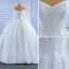 High-end White Wedding Dresses 2021 Ball Gown Off-The-Shoulder Beading Sequins Lace Flower Long Sleeve Backless Royal Train Wedding