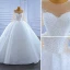 Elegant High-end White Wedding Dresses 2021 Ball Gown Scoop Neck Beading Pearl Sequins Long Sleeve Chapel Train Wedding