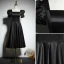 Modest / Simple Black Homecoming Graduation Dresses Little Black Dress 2021 A-Line / Princess Square Neckline Short Sleeve Backless Tea-length Formal Dresses