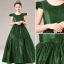 Chic / Beautiful Dark Green Sequins Evening Party Flower Girl Dresses 2021 A-Line / Princess Scoop Neck Cap Sleeves Zipper Up Floor-Length / Long