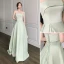 Modest / Simple Sage Green Satin Bridesmaid Dresses 2021 A-Line / Princess Sleeveless Floor-Length / Long Bridesmaid Wedding Party Dresses