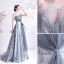 Fashion Grey Pearl Rhinestone Sequins Prom Dresses 2021 A-Line / Princess Ruffle Spaghetti Straps Sleeveless Backless Floor-Length / Long Prom Formal Dresses