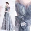 Vintage / Retro Grey Prom Dresses 2021 A-Line / Princess Off-The-Shoulder Beading Crystal Sequins Sleeveless Backless Floor-Length / Long Prom Formal Dresses