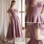 Vintage Lyserød Gallakjoler 2021 Prinsesse Off-The-Shoulder Kort Ærme Halterneck Lange Galla Kjoler