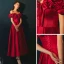 Charming Burgundy Prom Dresses 2021 A-Line / Princess Ruffle Off-The-Shoulder Short Sleeve Backless Floor-Length / Long Prom Formal Dresses