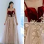 Chic / Belle Bordeaux Daim Robe De Bal 2021 Princesse Bretelles Spaghetti Perlage En Dentelle Fleur Sans Manches Dos Nu Longue Promo Robe De Ceremonie
