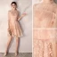 Modern / Fashion Pearl Pink Homecoming Graduation Dresses 2019 A-Line / Princess High Neck Appliques Sequins 1/2 Sleeves Knee-Length Formal Dresses