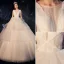Fabulous Champagne Wedding Dresses 2019 Ball Gown Scoop Neck Beading Sleeveless Backless Cathedral Train
