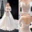 Luxury / Gorgeous Ivory Wedding Dresses 2019 Trumpet / Mermaid Scoop Neck Beading Sequins Lace Flower Long Sleeve Backless Detachable Chapel Train