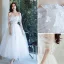 Simple Blanche En Dentelle Fleur Plage Robe De Mariée 2021 Princesse De l'épaule Manches Courtes Dos Nu Longue