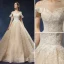 Charmant Champagne Robe De Mariée 2019 Princesse Encolure Dégagée Paillettes En Dentelle Fleur Sans Manches Dos Nu Cathedral Train