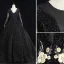 Classy Black Prom Dresses 2019 A-Line / Princess Scoop Neck Beading Crystal Pearl Rhinestone Lace Flower Short Sleeve Backless Floor-Length / Long Formal Dresses