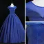 Elegant Royal Blue Prom Dresses 2019 Ball Gown Scoop Neck Glitter Tulle Cap Sleeves Backless Floor-Length / Long Formal Dresses