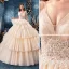 High-end Champagne Wedding Dresses 2019 Ball Gown Spaghetti Straps Beading Sequins Lace Flower Sleeveless Backless Cascading Ruffles Royal Train