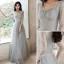 Modern / Fashion Grey Bridesmaid Dresses 2021 A-Line / Princess Scoop Neck Sequins 3/4 Sleeve Backless Floor-Length / Long Wedding Party Dresses