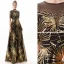 Chic / Beautiful Black Gold Evening Dresses  2019 A-Line / Princess Scoop Neck Sequins Rhinestone Short Sleeve Floor-Length / Long Formal Dresses