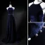 Sexy Marineblau Abendkleider 2019 A Linie Wildleder Neckholder Ärmellos Rückenfreies Sweep / Pinsel Zug Festliche Kleider
