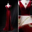 Classic Burgundy Evening Dresses  2019 Trumpet / Mermaid Suede Square Neckline Beading Sleeveless Backless Sweep Train Formal Dresses