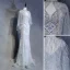 High End Silber Abendkleider 2019 Meerjungfrau V-Ausschnitt Handgefertigt Perlenstickerei Kristall Perle Strass Ärmellos Rückenfreies Sweep / Pinsel Zug Festliche Kleider