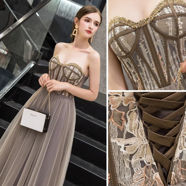 Chic / Beautiful Black Evening Dresses 2019 A-Line / Princess Sweetheart Beading Lace Flower Sleeveless Backless Floor-Length / Long Formal Dresses