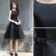 Modest / Simple Black Homecoming Graduation Dresses 2019 A-Line / Princess Scoop Neck Sleeveless Backless Bow Knee-Length Formal Dresses