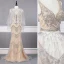 Haut de Gamme Champagne Détachable Avec Châle Robe De Soirée 2019 Trompette / Sirène V-Cou Fait main Perlage Cristal Faux Diamant Sans Manches Dos Nu Train De Balayage Robe De Ceremonie