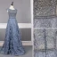 Haut de Gamme Océan Bleu Robe De Soirée 2019 Princesse Encolure Dégagée Fait main Perlage Cristal Faux Diamant En Dentelle Fleur Sans Manches Longue Robe De Ceremonie