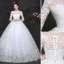 Classy White Pregnant Wedding Dresses 2019 Ball Gown Scoop Neck Appliques Lace 1/2 Sleeves Backless Floor-Length / Long