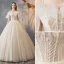 Élégant Champagne Robe De Mariée 2019 Princesse Bretelles Spaghetti Perlage Paillettes Volants Manches Courtes Dos Nu Longue