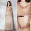 Chic / Belle Champagne Robe De Soirée 2019 Princesse Volants Bretelles Spaghetti Sans Manches Dos Nu Longue Robe De Ceremonie