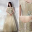 Chic / Beautiful Beige Evening Dresses  2019 A-Line / Princess Off-The-Shoulder Beading Lace Flower Sleeveless Backless Floor-Length / Long Formal Dresses
