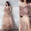 Elegant Pearl Pink Evening Dresses  2019 A-Line / Princess Spaghetti Straps Bow Beading Pearl Lace Flower Appliques Sleeveless Backless Floor-Length / Long Formal Dresses