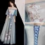 Chic / Beautiful Grey Evening Dresses  2019 A-Line / Princess Off-The-Shoulder Lace Flower Bow Short Sleeve Backless Floor-Length / Long Formal Dresses