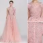 High-end Candy Pink Evening Dresses  2019 A-Line / Princess Square Neckline Handmade  Lace Flower Sequins Cap Sleeves Beading Tassel Floor-Length / Long Formal Dresses