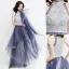 Modern / Fashion Silver Grey Evening Dresses  2019 A-Line / Princess Scoop Neck Lace Sleeveless Cascading Ruffles Floor-Length / Long Formal Dresses