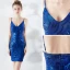 Sexy Couleur Unie Bleu Roi Robe De Fete 2019 Bretelles Spaghetti Paillettes Sans Manches Dos Nu Courte Robe De Ceremonie