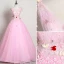 Élégant Rose Bonbon Robe De Bal 2019 Princesse V-Cou Fleur Perlage En Dentelle Appliques Sans Manches Dos Nu Longue Robe De Ceremonie