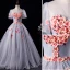 Elegant Grey Prom Dresses 2019 A-Line / Princess Scoop Neck Appliques Pearl Short Sleeve Backless Floor-Length / Long Formal Dresses