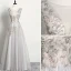 Chic / Belle Gris Robe De Soirée 2019 Princesse Sans Manches Perlage Faux Diamant En Dentelle Fleur Encolure Dégagée Dos Nu Longue Robe De Ceremonie